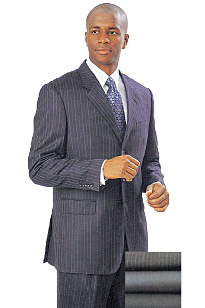 Costume Homme Laine Grise Classique Trois Boutons Pin Stripe Élégance Intemporelle Affaire Imbattable!