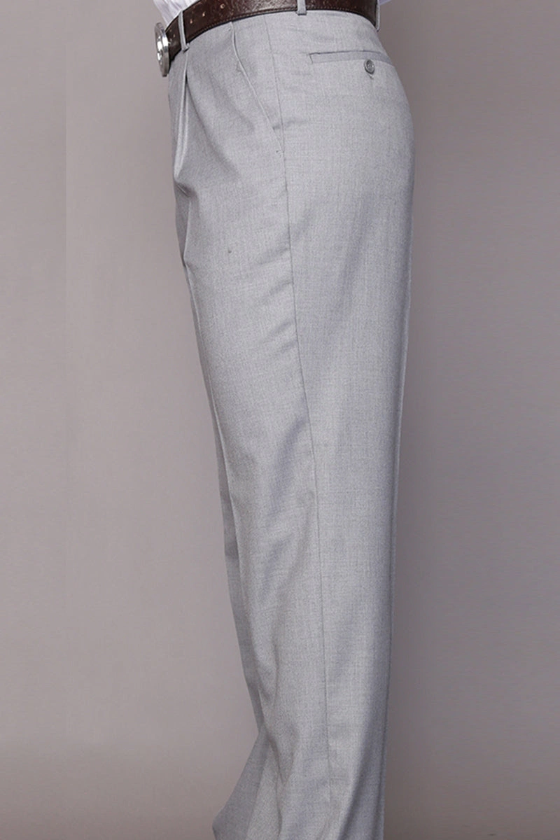 Pantalon de costume gris pour homme grande taille en laine 100% classique élégance intemporelle